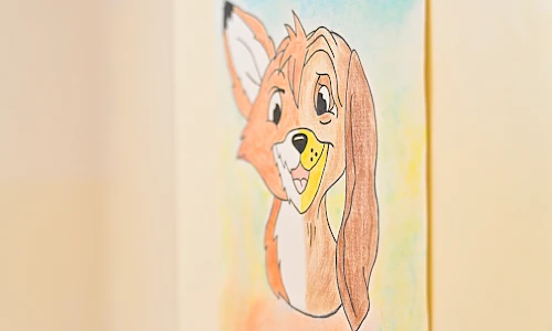 Bild eines gemalten Hundes